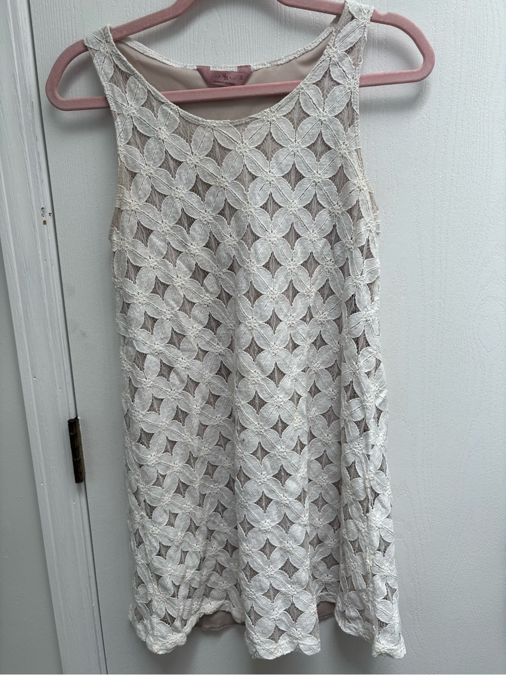 SJS Ivory Lace Overlay Mini Dress
